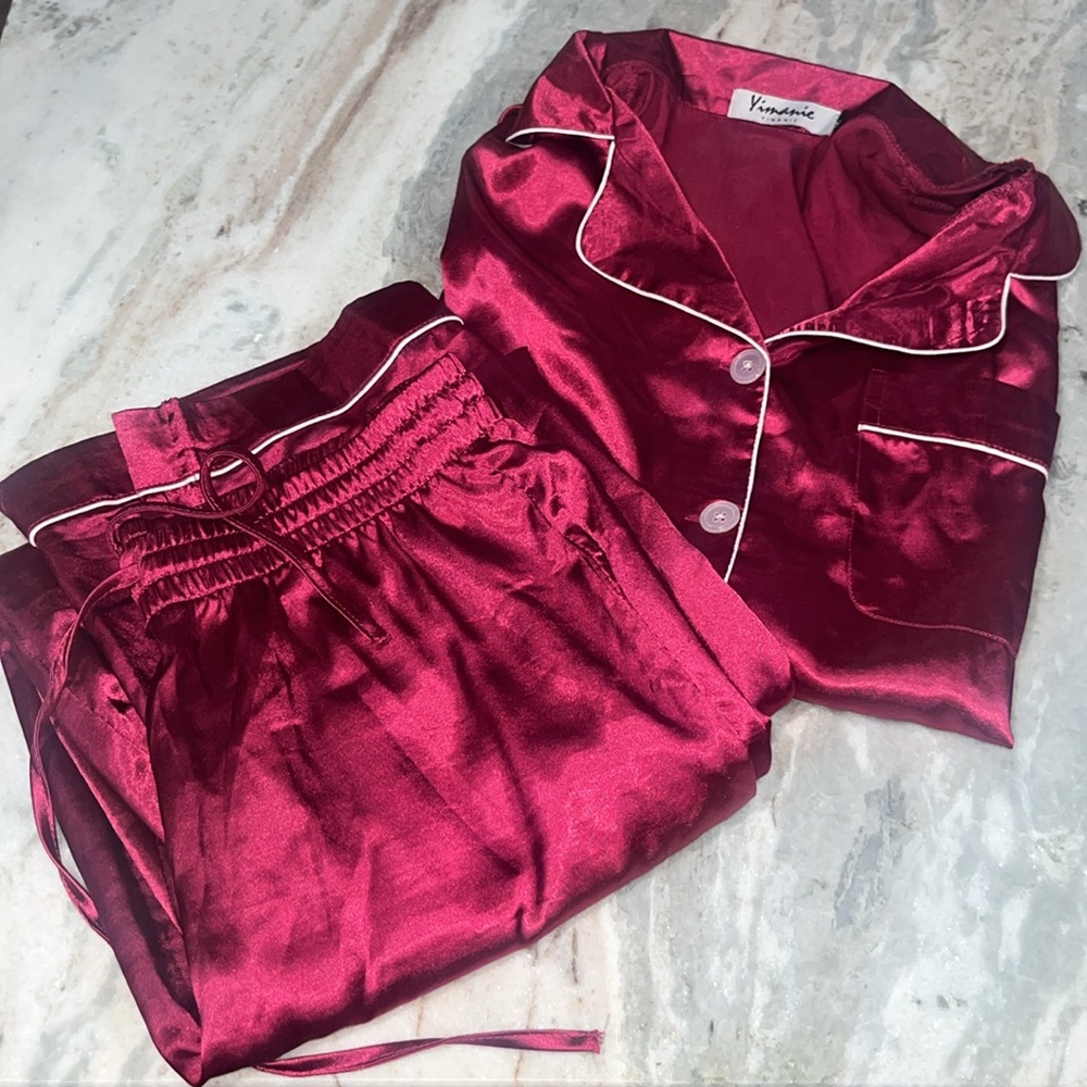 Pink silk PJs